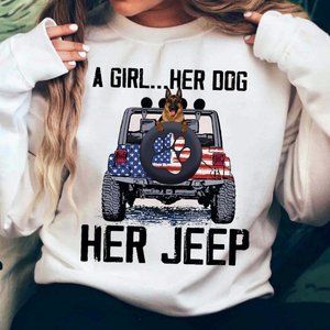 A Girl Her Dog Her Jeep Sweatshirt, Jeep Girl Sweatshirt, Gift For Jeep Lover